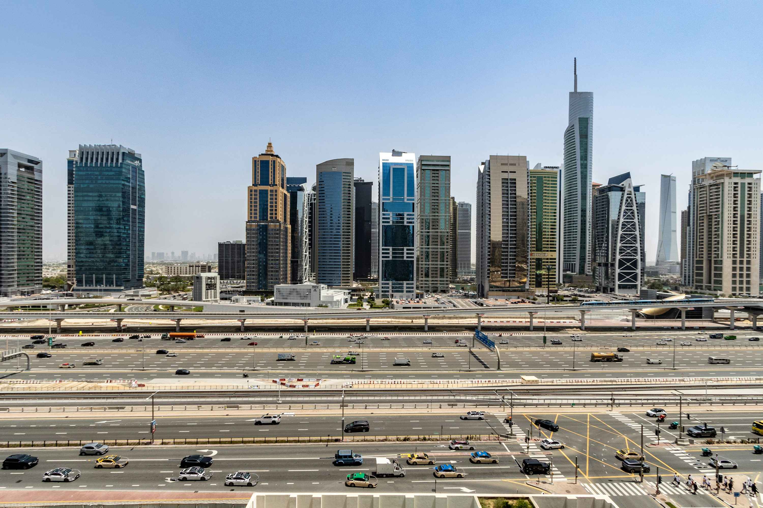 Dubai city skyline and roads